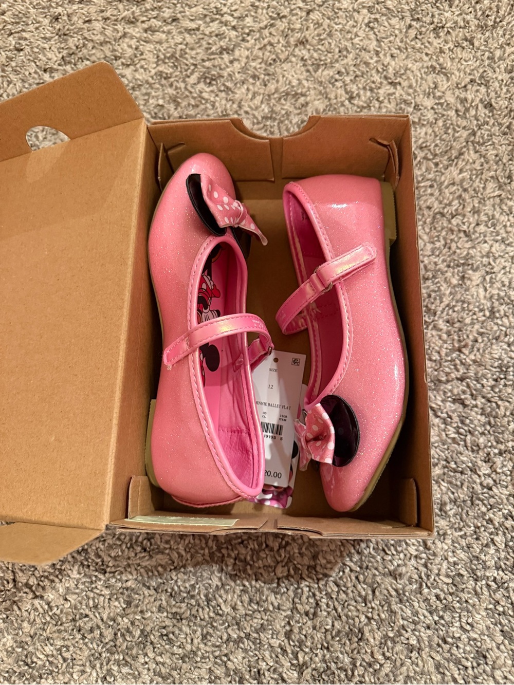 NEW Kids Pink Minnie Mouse Bow Mary Jane Shoes size 12 - Picture 7 of 8